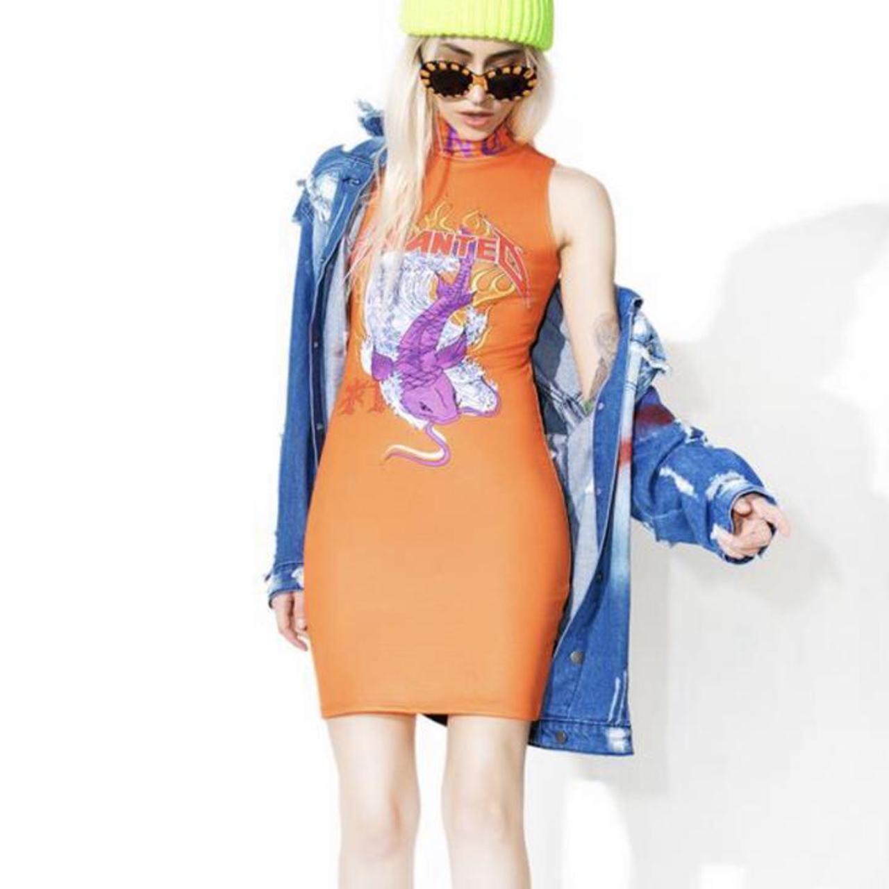 Dolls Kill Women's Orange Dress Depop