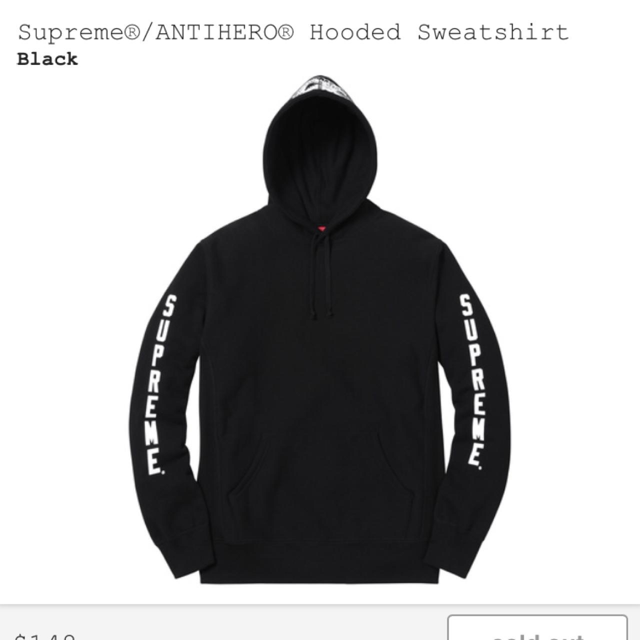Supreme x Anti Hero hooded sweatshirt / Black...