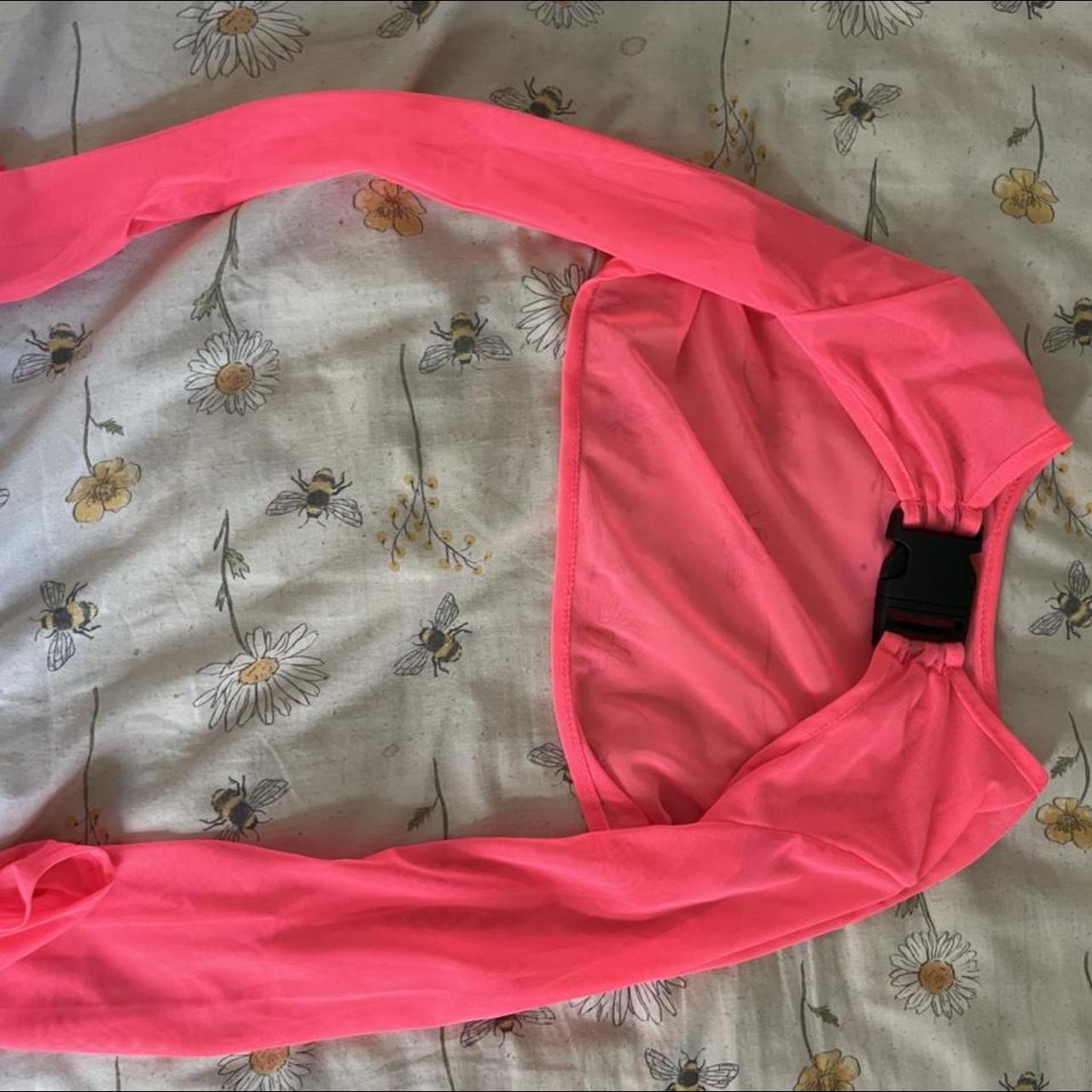 Pink cropped mesh top Only worn once Selling for... - Depop