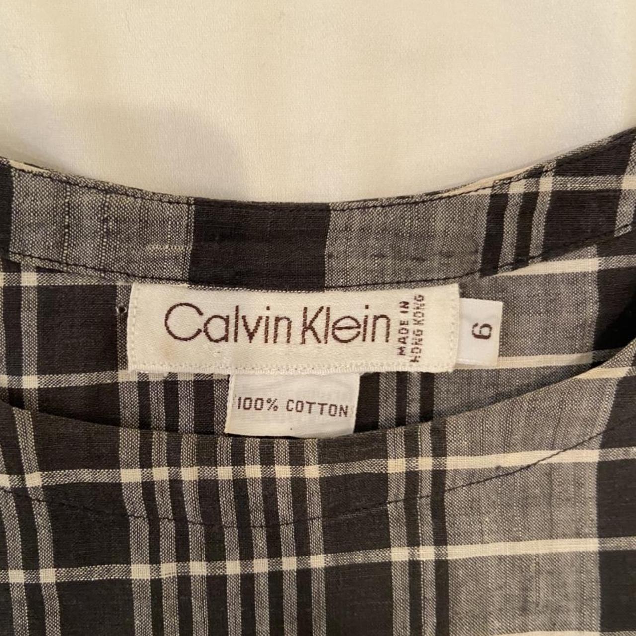 Calvin Klein Women's Navy and Grey Blouse | Depop