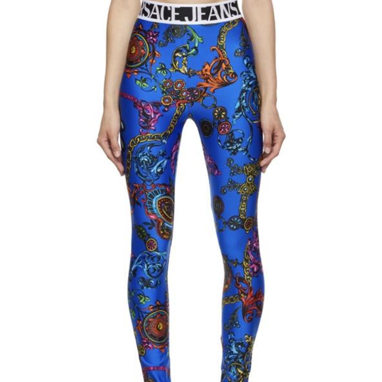 blue versace leggings