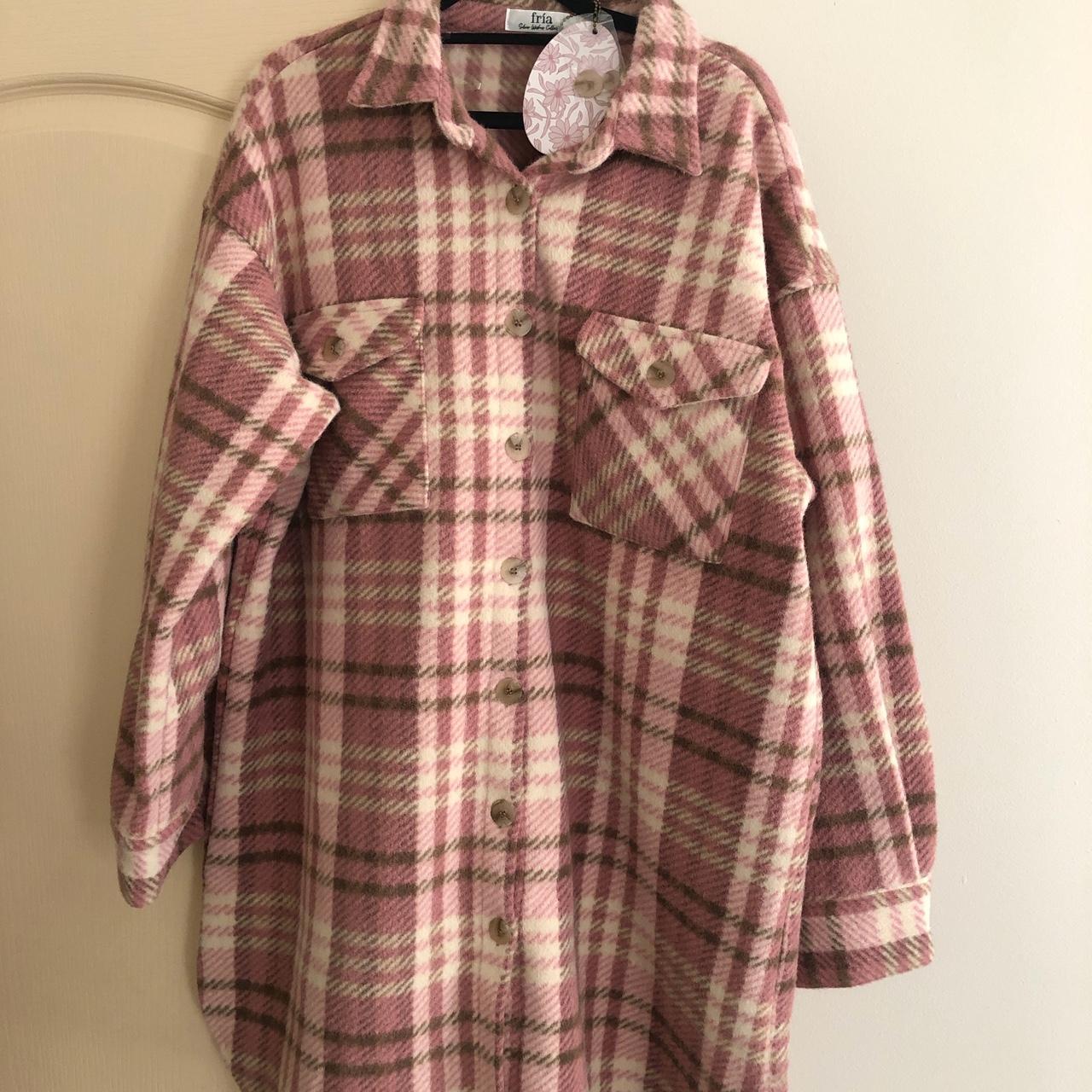 Shacket Jacket Pastel Check Shacket Cream Checked Fleece Shacket