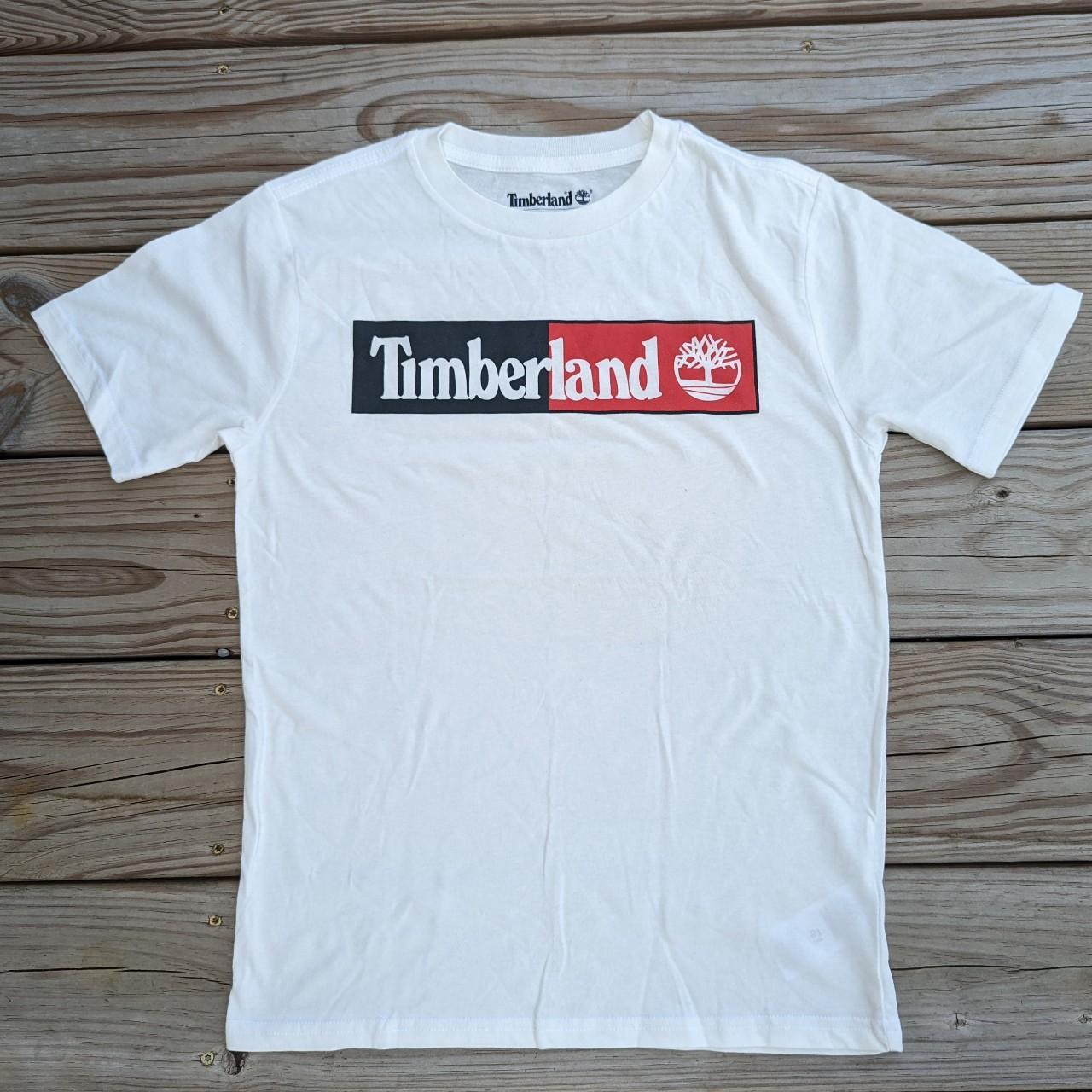 NWOT Authentic Timberland White T Shirt Red Black... - Depop