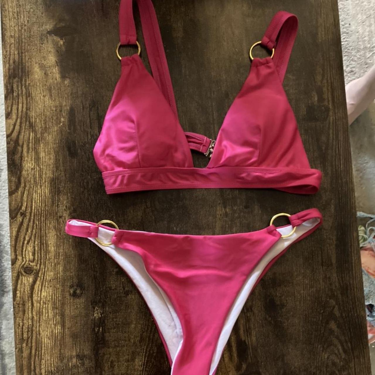 Romwe Women S Pink And Gold Swimsuit One Piece Depop