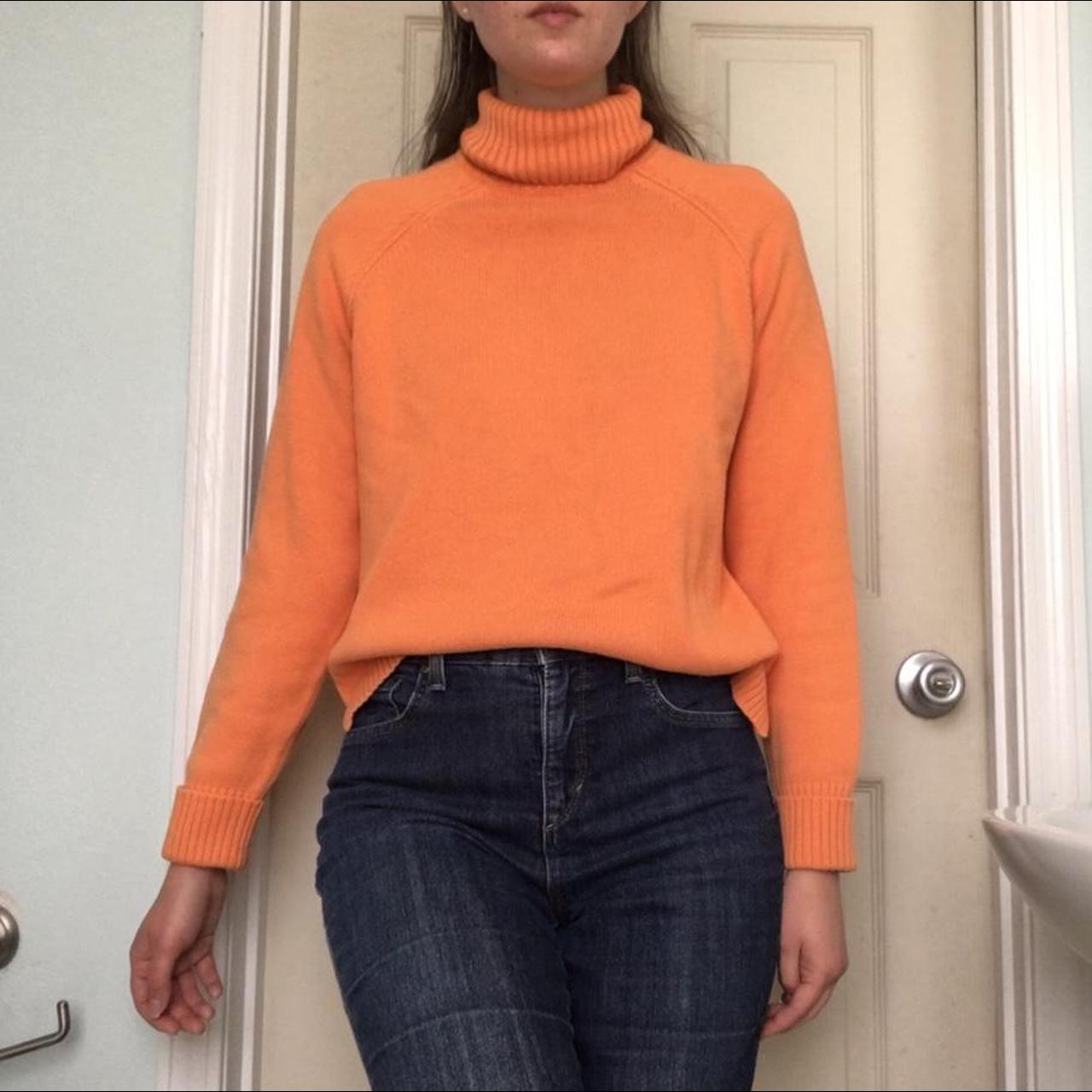 Vintage Bright Orange Turtleneck Crop Sweater FREE... - Depop