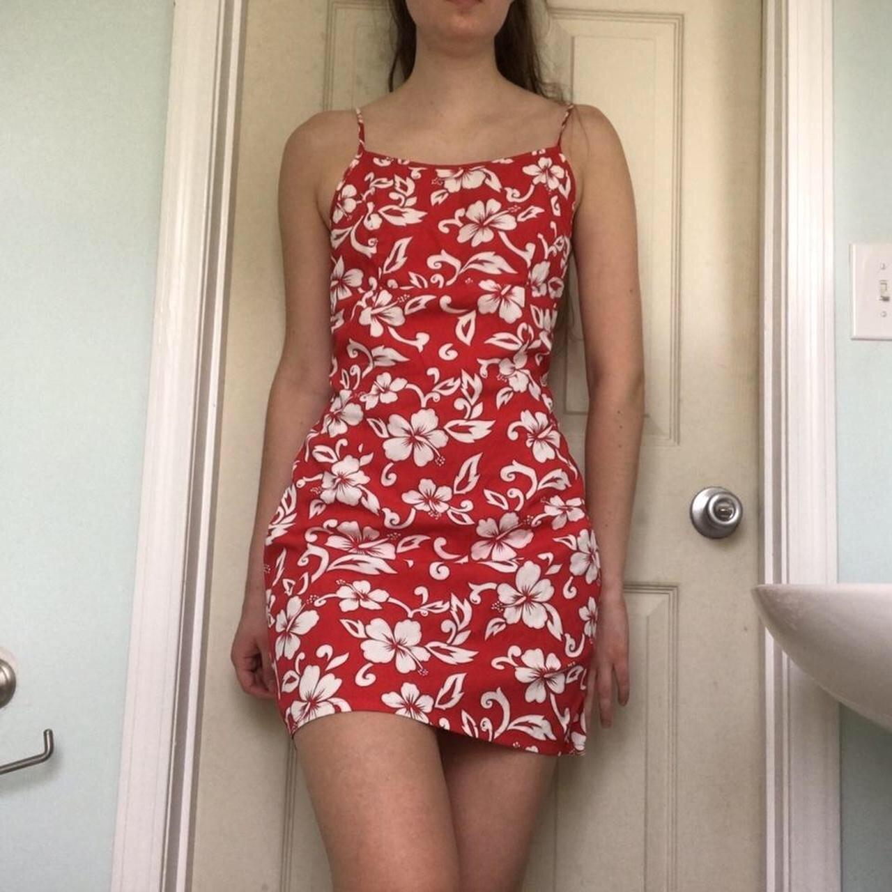 Women's Red and White Dress | Depop