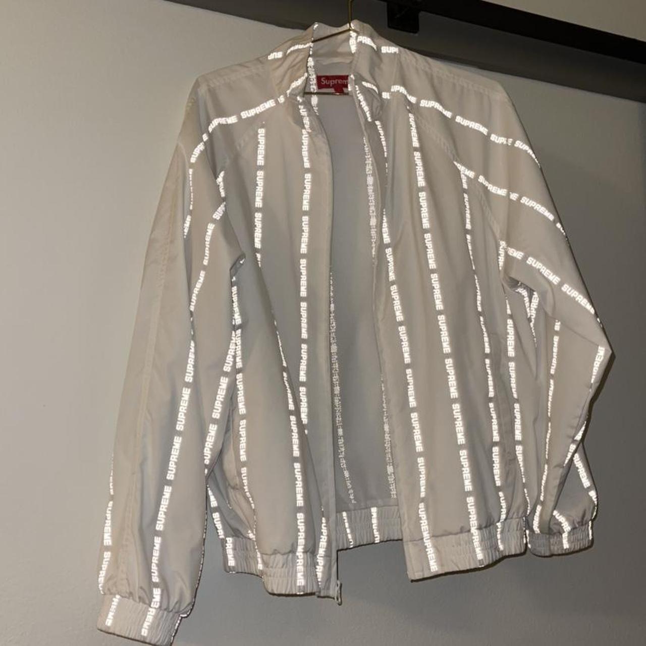 Supreme reflective text track hot sale jacket