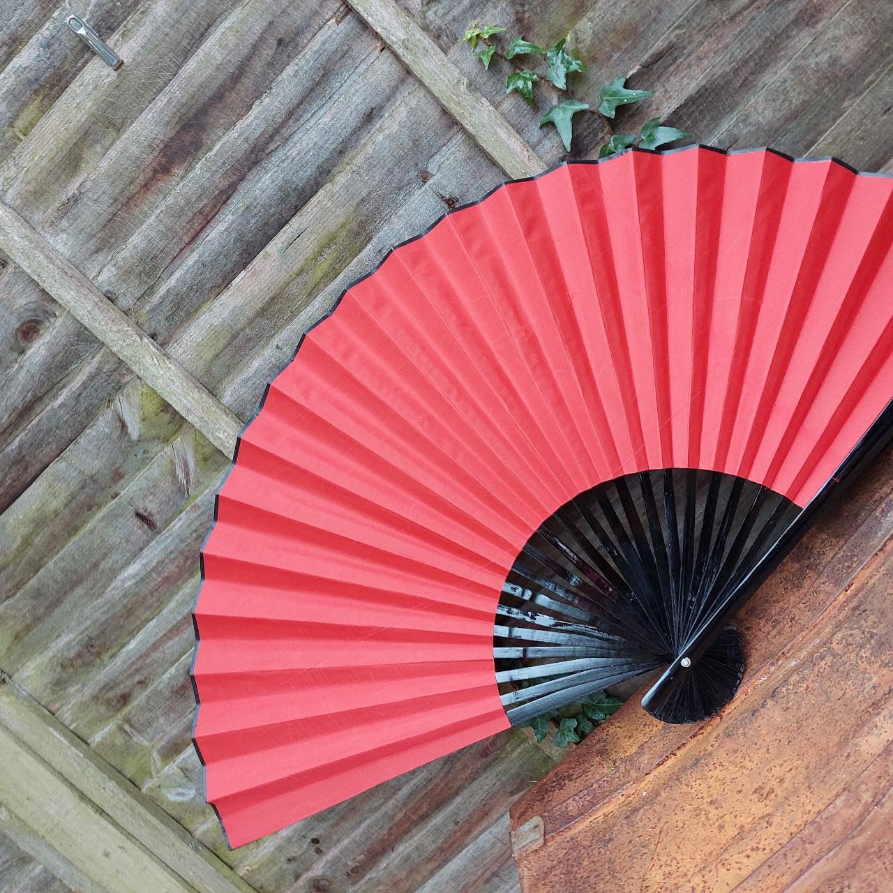 Large Chinese wall hanging fan. Red paper fan with... - Depop