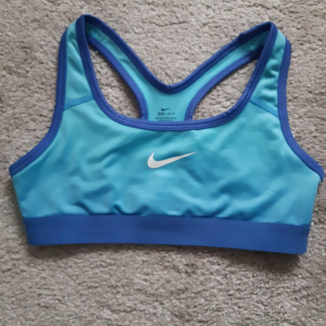 Nike Pro sports bra/crop top, ombre blue, Girls - Depop