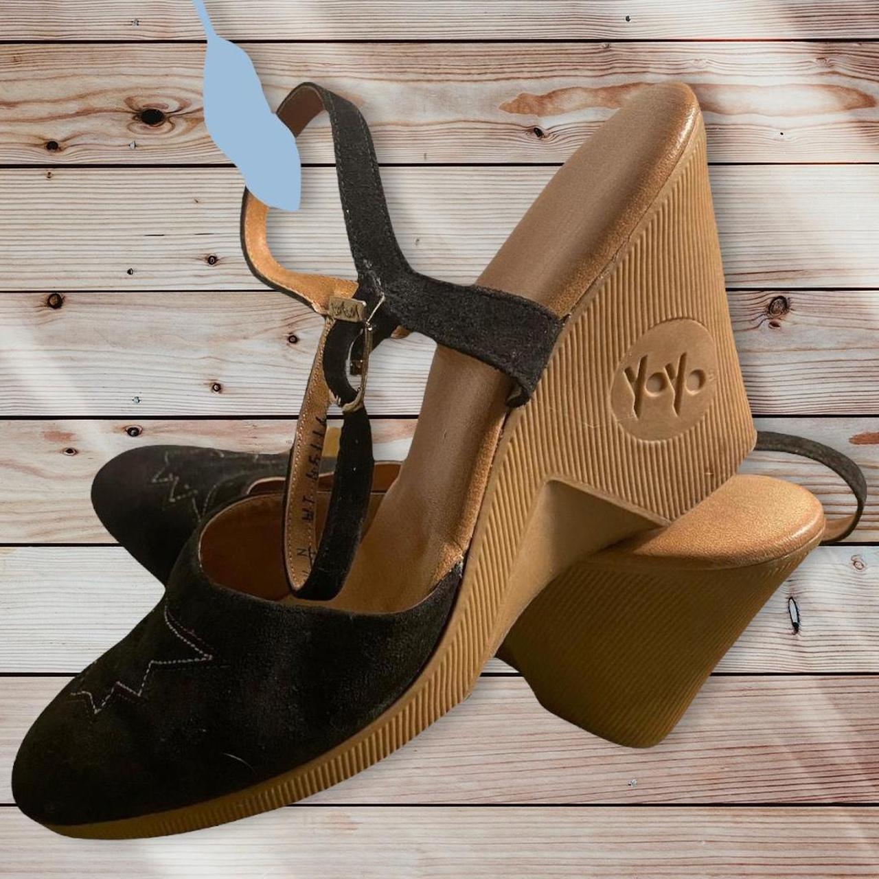 Fabulous Vintage 70s Suede Sling Back Wedges! From - Depop