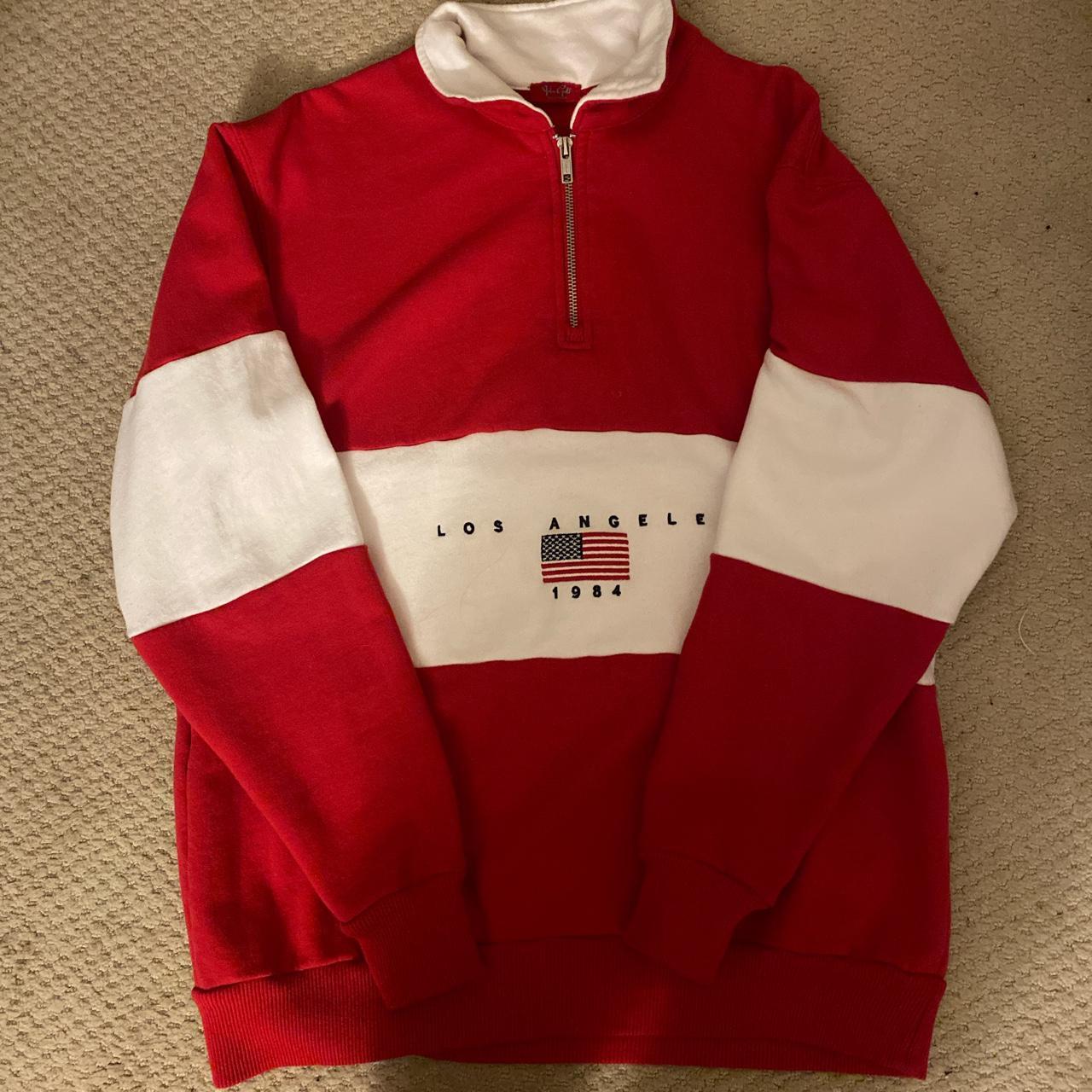 red Brandy Melville quarterzip sweatshirt, lightly... Depop