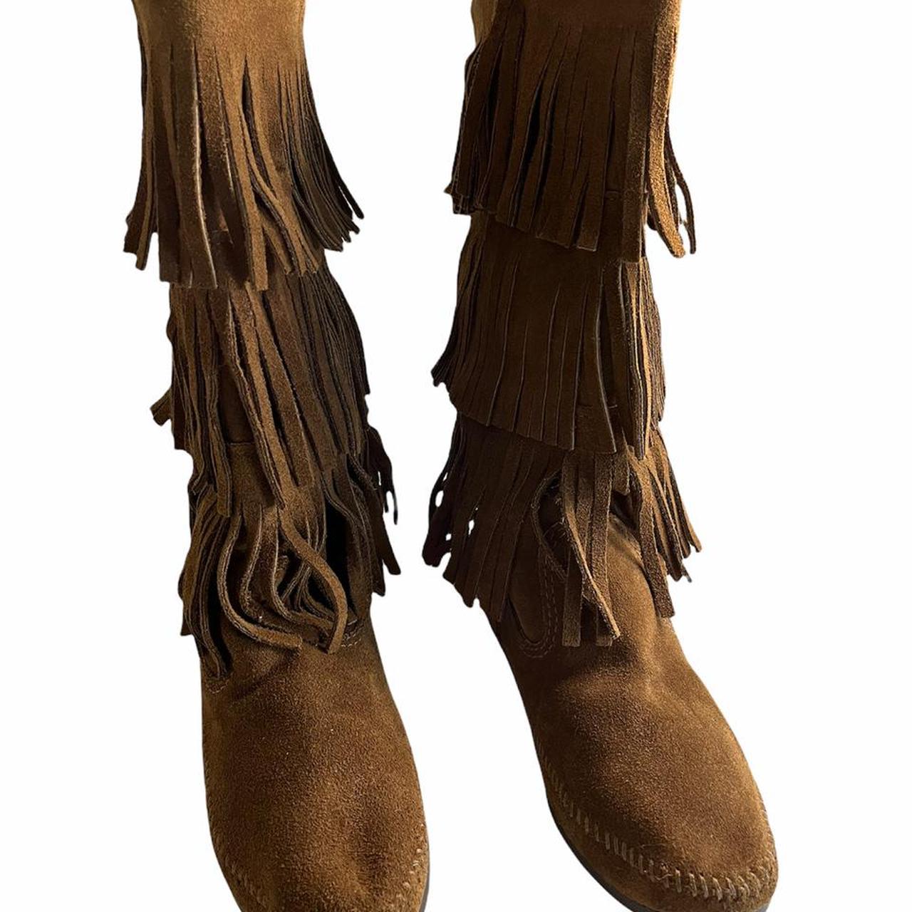 minnetonka 2 layer fringe boots