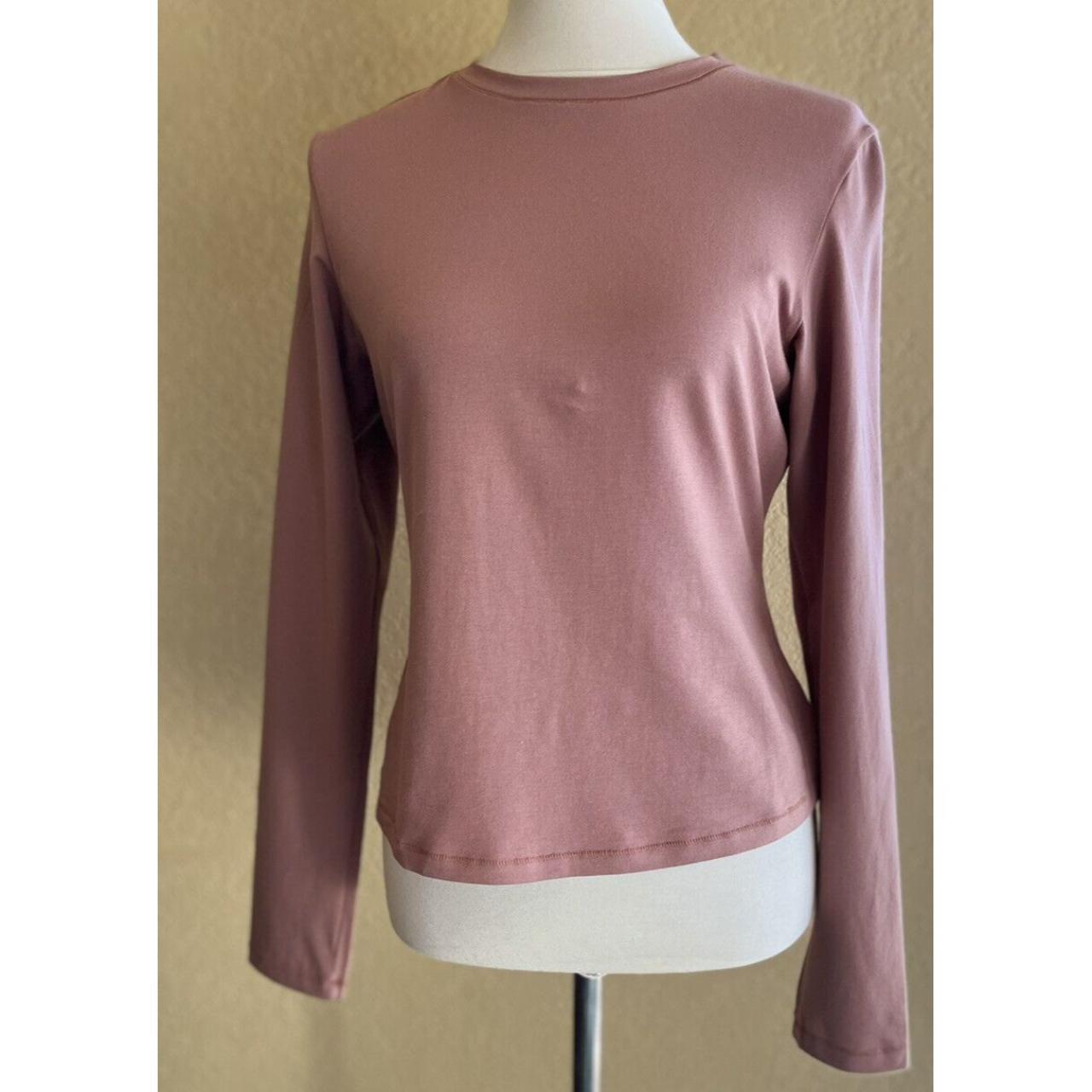 SKIMS Long Sleeve Stretch Cotton Tee In Rose Clay... - Depop