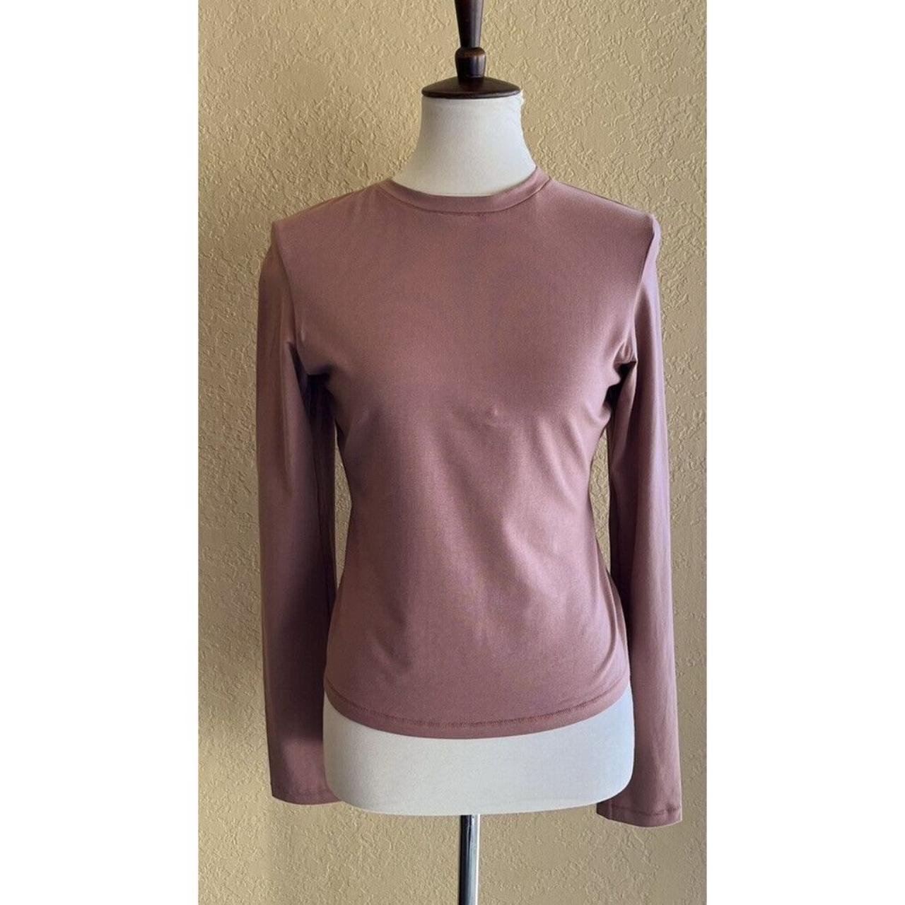 Skims Long Sleeve Stretch Cotton T-shirt in Pink