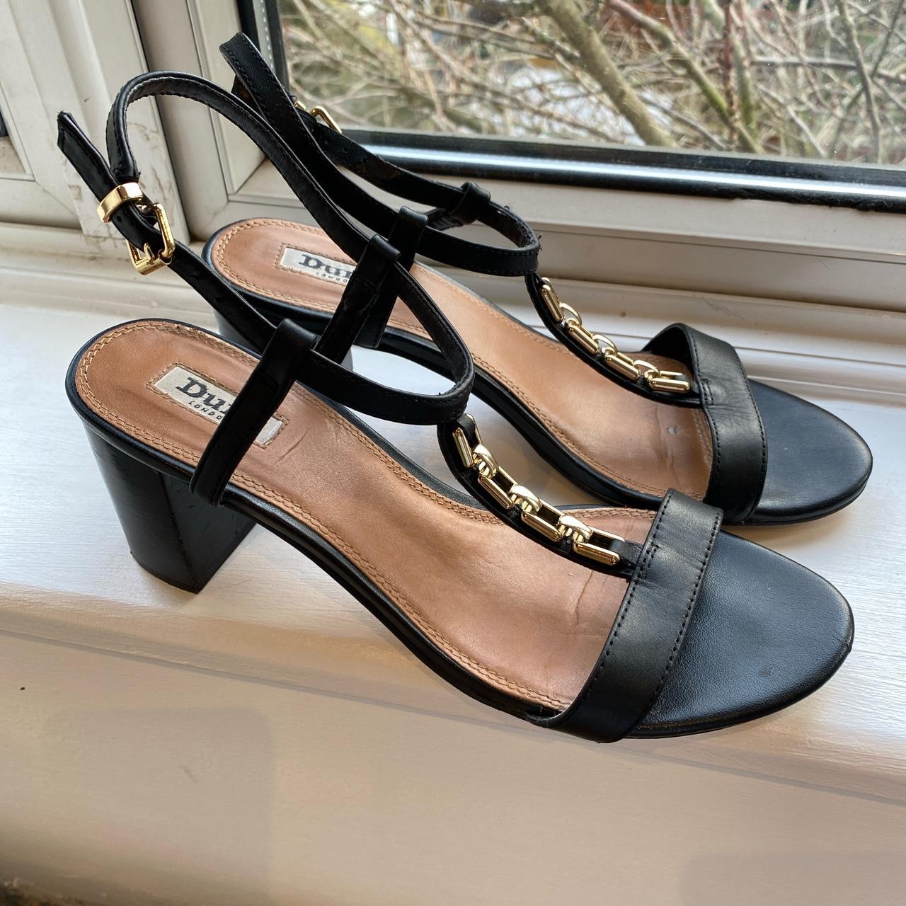 Black block heel sandals from Dune. Size 7.... - Depop