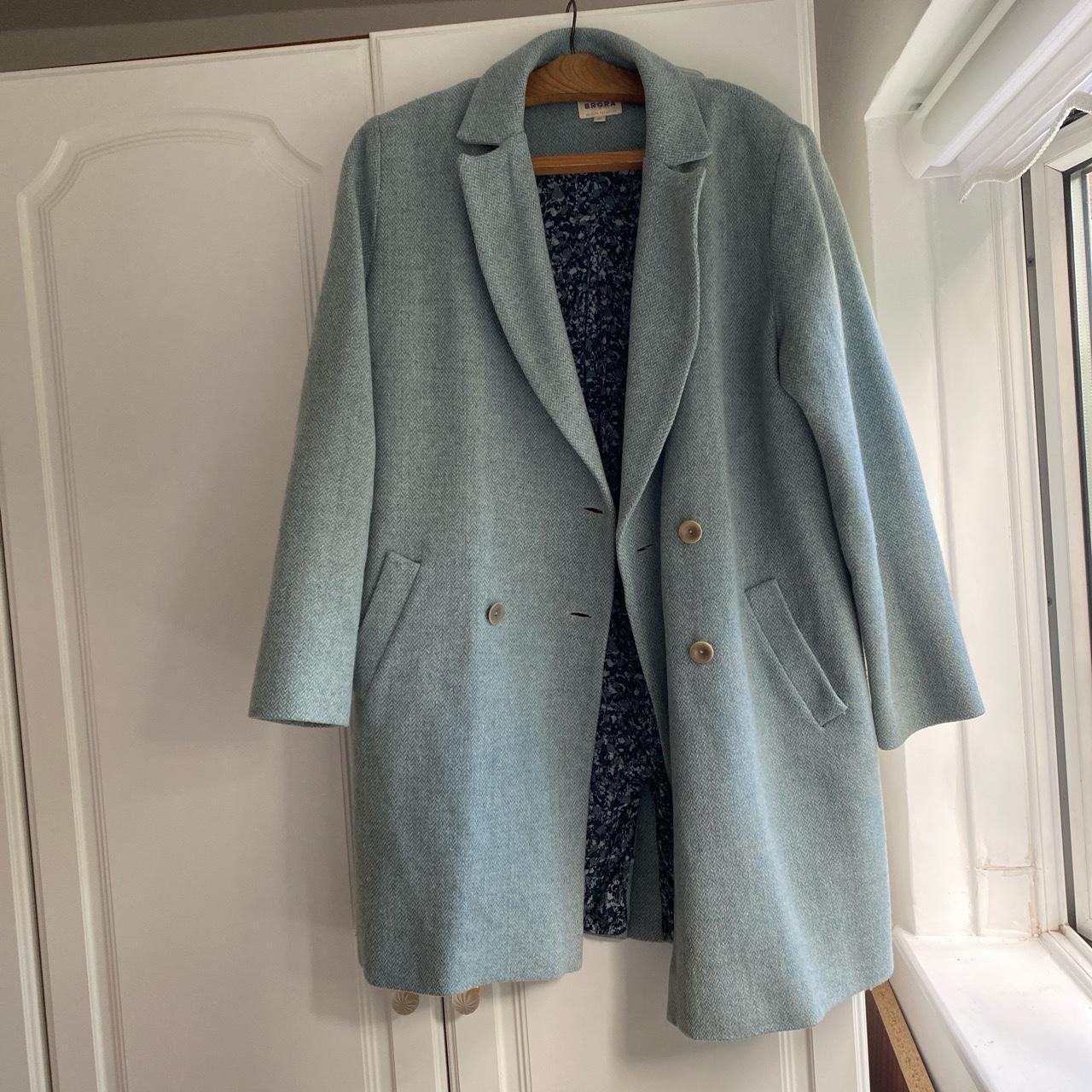 Light blue wool coat from high end brand, Brora.... - Depop
