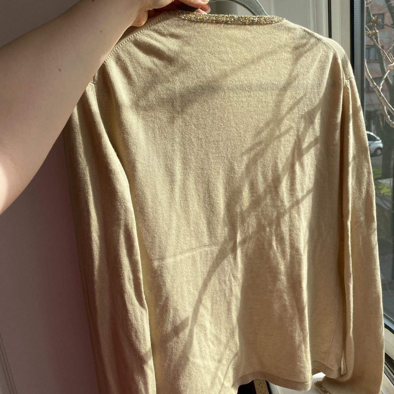 Silk cashmere open cardigan, in a size 12, beige - Depop