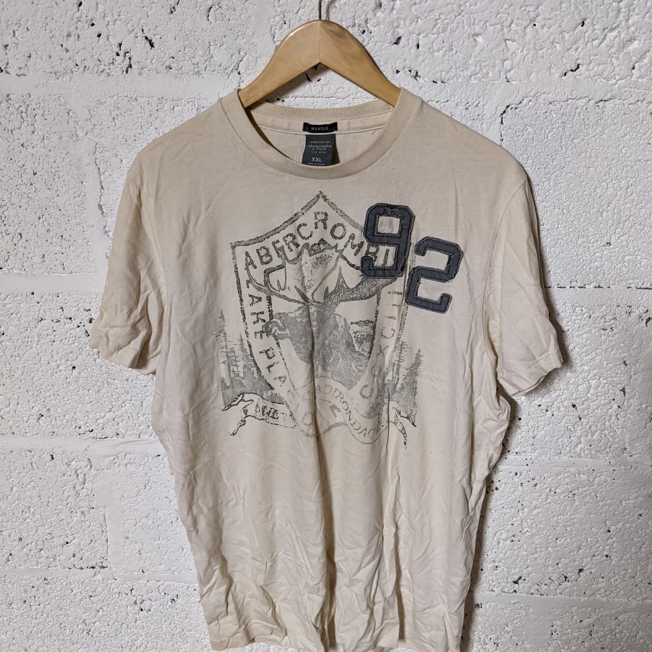 Abercrombie & Fitch t-shirt Cream colour XXL but... - Depop