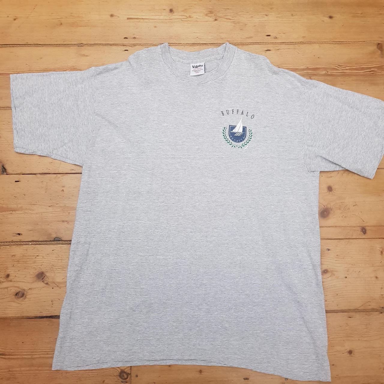 American Vintage Men's Grey and White T-shirt | Depop