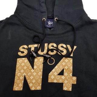 RARE 00's Stussy 'LV Rip-Off' Graphic Brown/Gold Pullover Hoodie