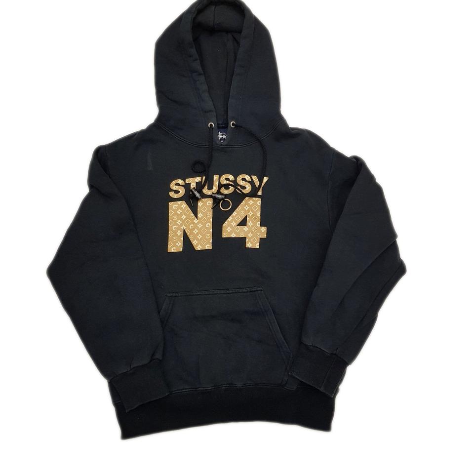 RARE 00's Stussy 'LV Rip-Off' Graphic Brown/Gold Pullover Hoodie [L]
