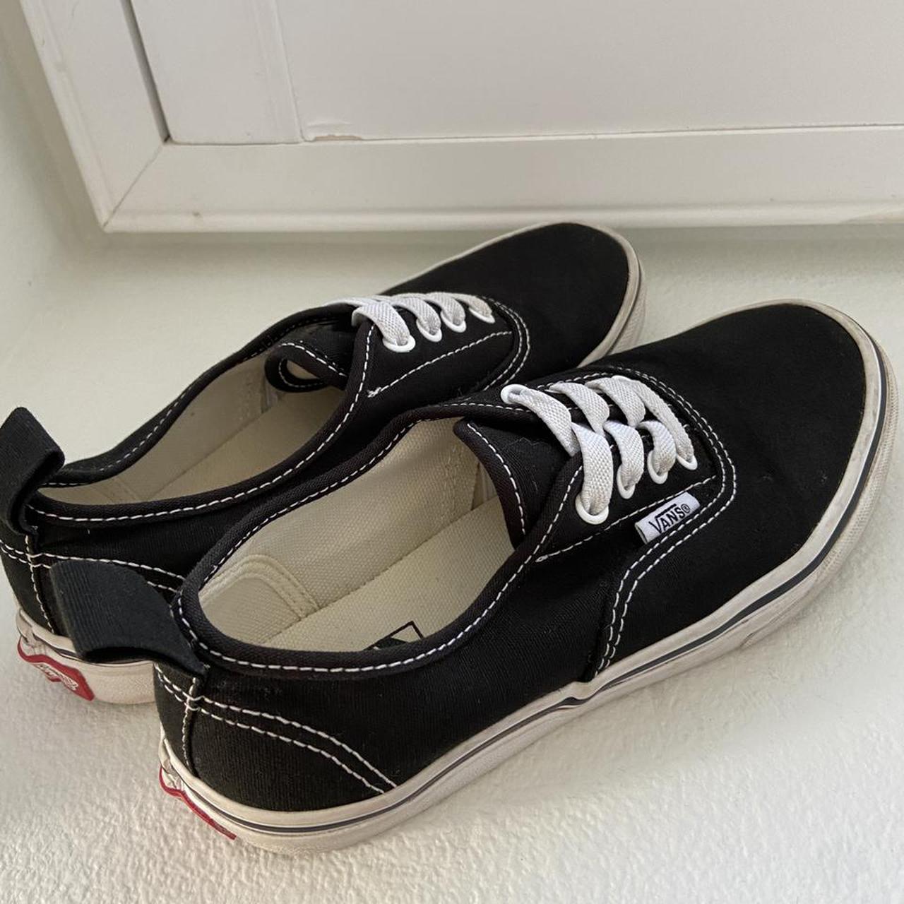 LOW TOP VANS -size 3 kids US - black and white -... - Depop