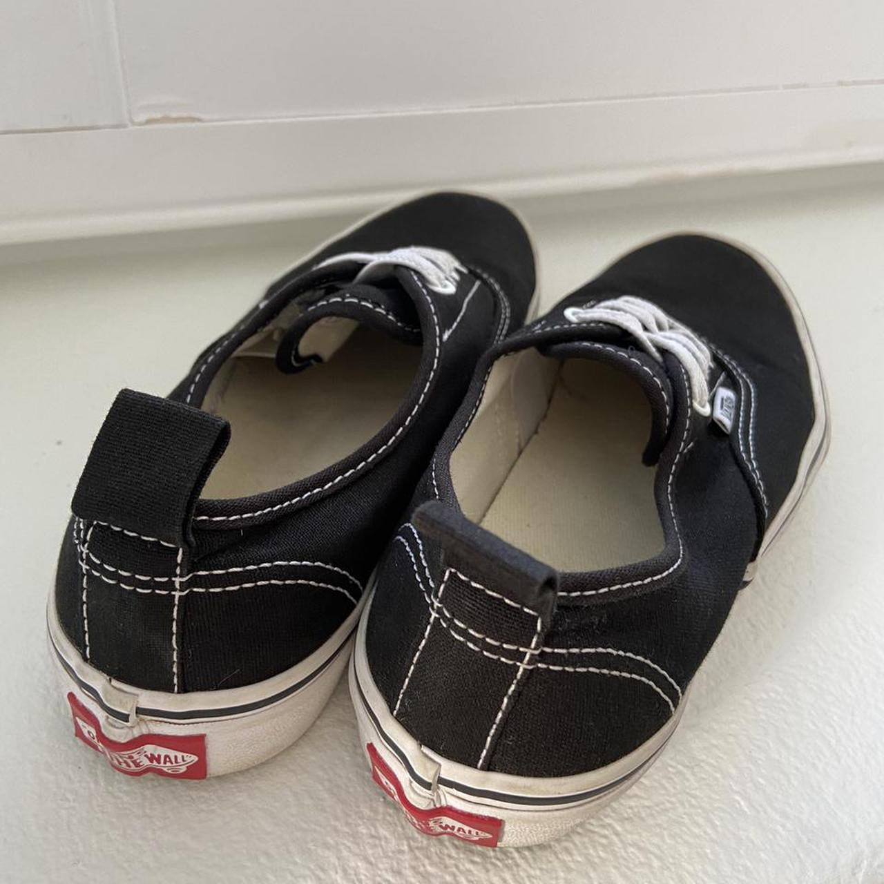 LOW TOP VANS -size 3 kids US - black and white -... - Depop