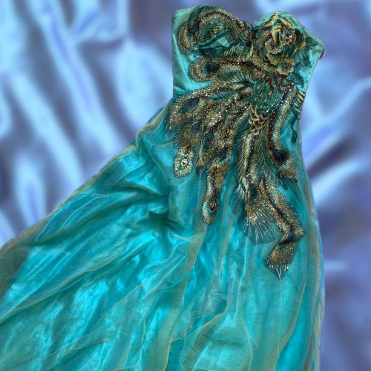 Peacock top prom dress