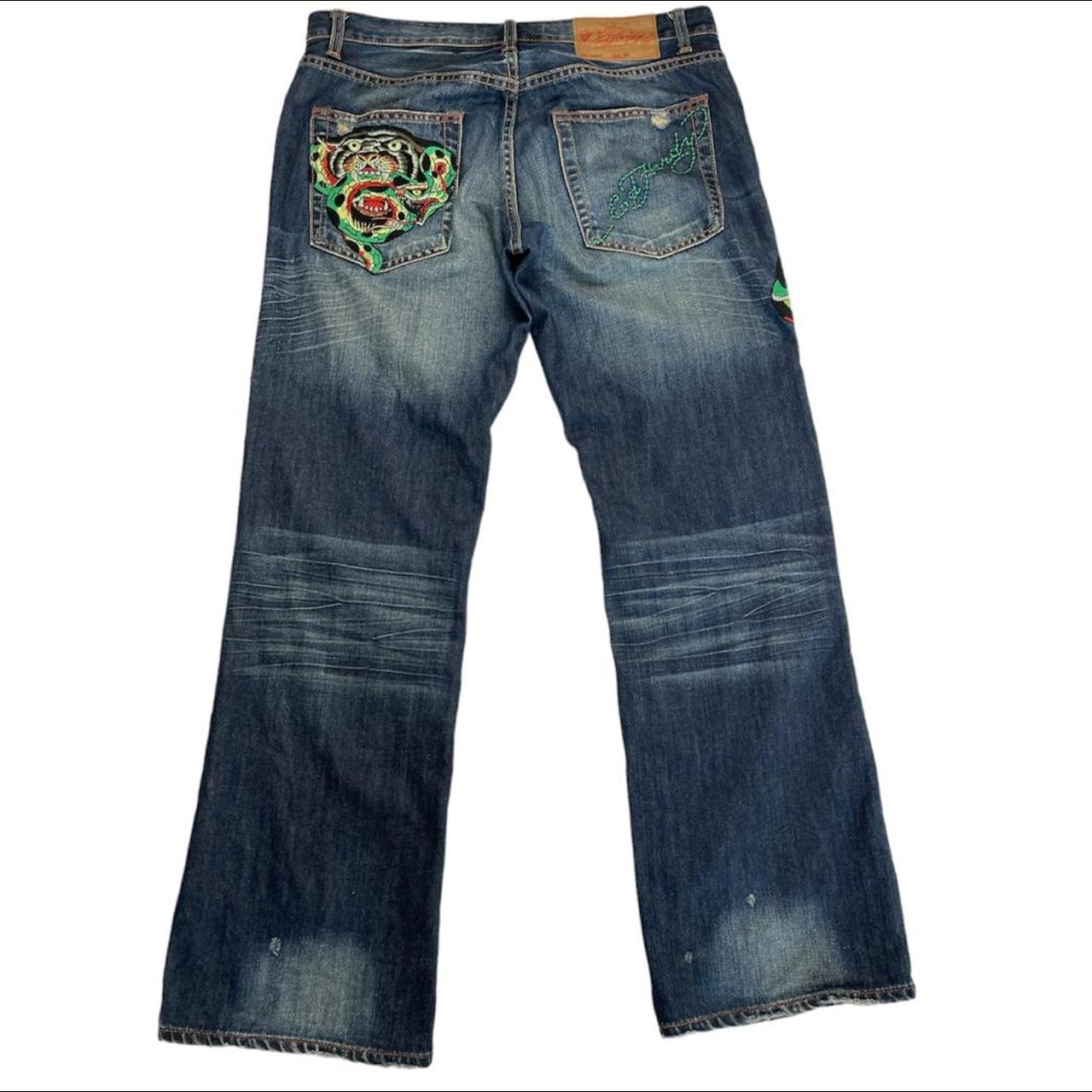 Ed hardy denim jeans W33 L32 Embroidered design on... - Depop