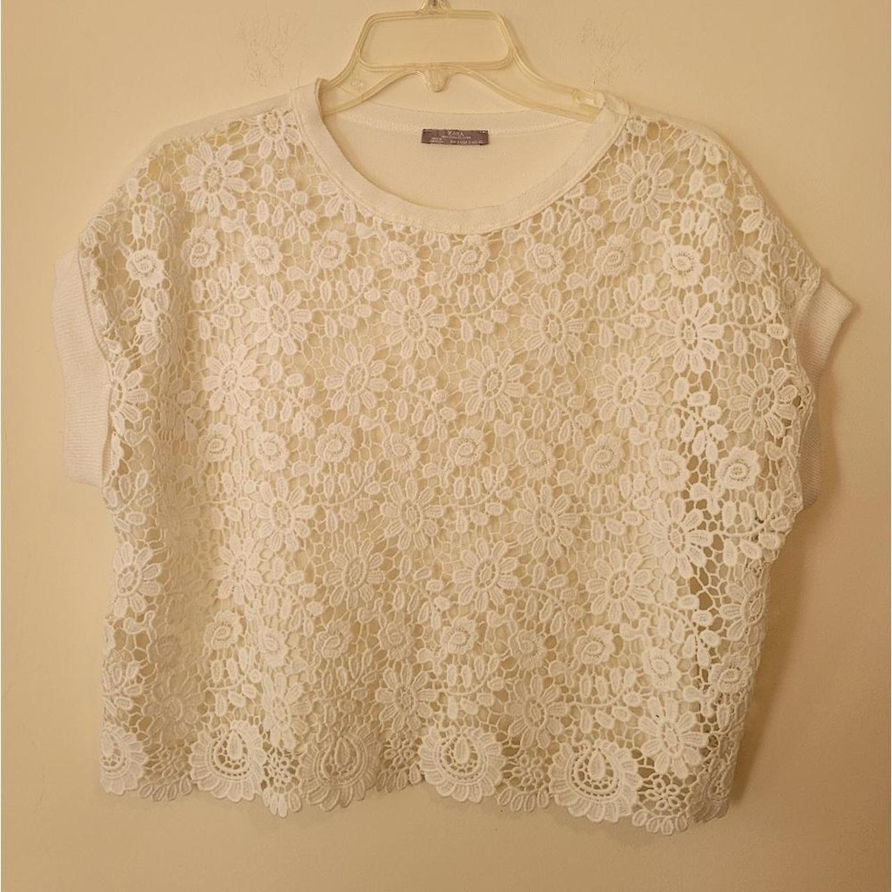 Zara W&B Collection Daisy crochet crop top bust... Depop