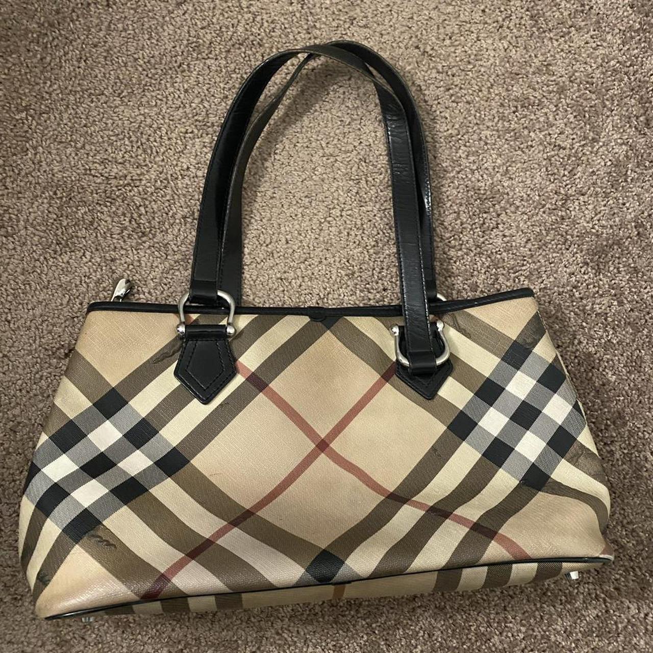 Burberry Checked Nova Tote Used Bubbling on the