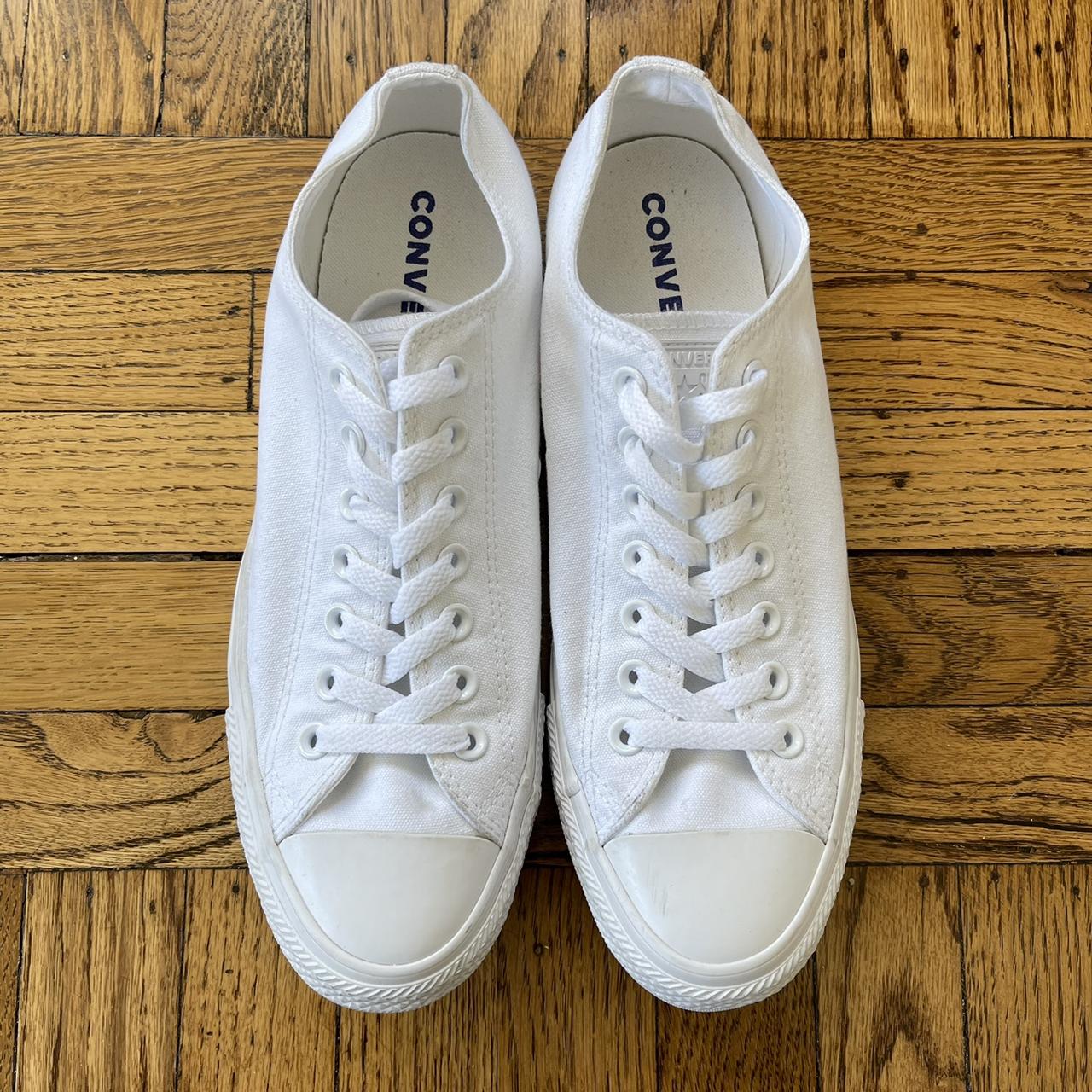 All white Converse Chuck Taylor. Worn once half. Depop