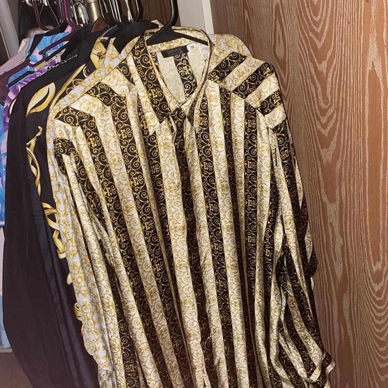 Versace Men's Black and Gold Shirt | Depop