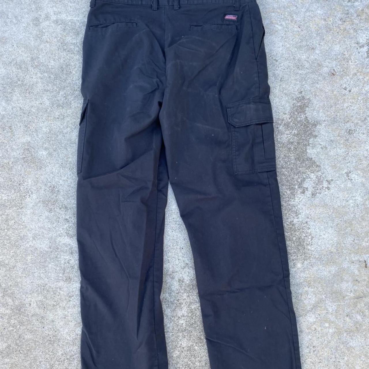 BLACK DICKIES CARGOS 34x34 minor bleach staining... - Depop