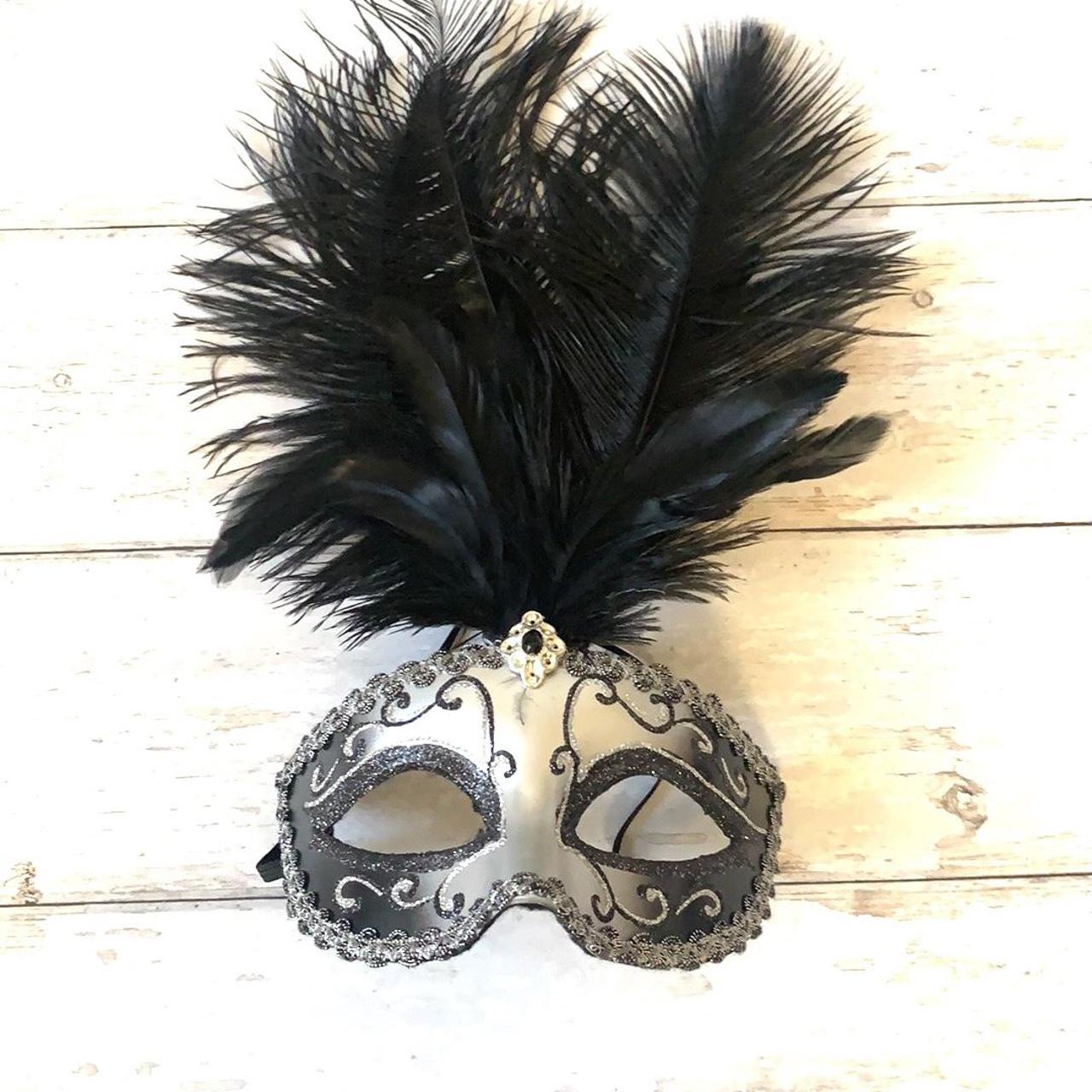 Masquerade Silver and Black Facemasks Depop