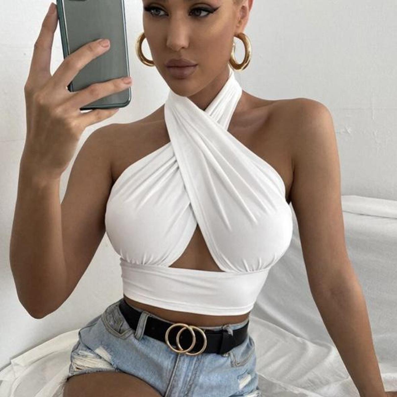 SHEIN Women's White Crop-top (3)