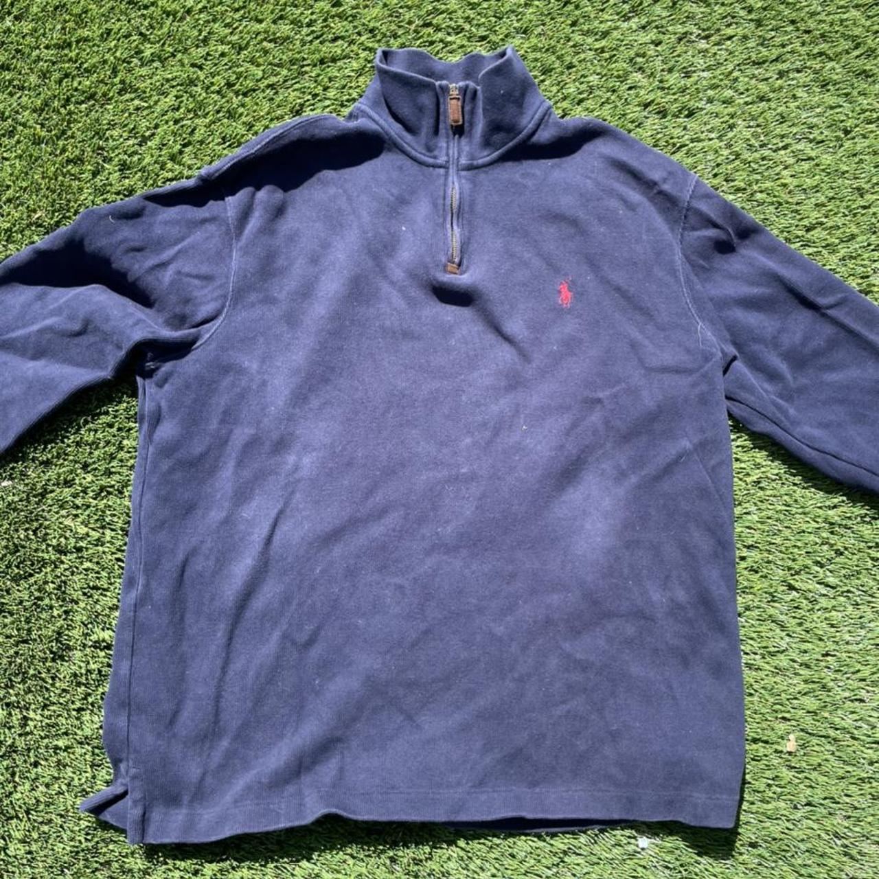 Polo Ralph Lauren Men's Navy and Red Jumper | Depop