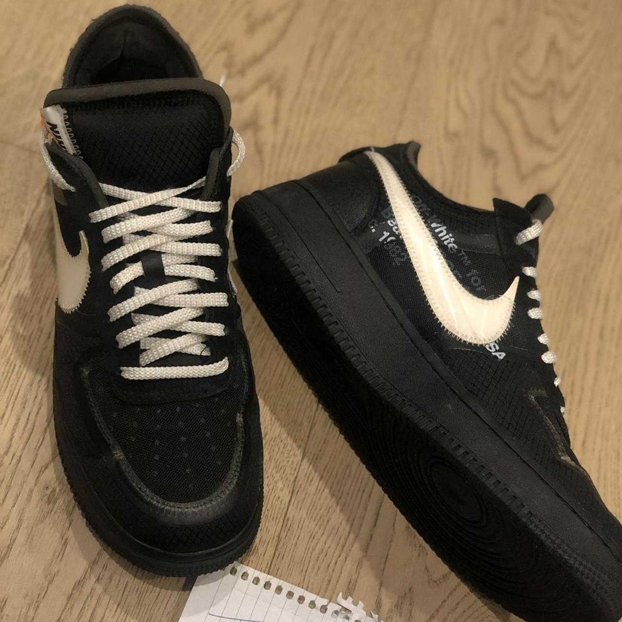 Nike Air Force One White with black or white laces - Depop