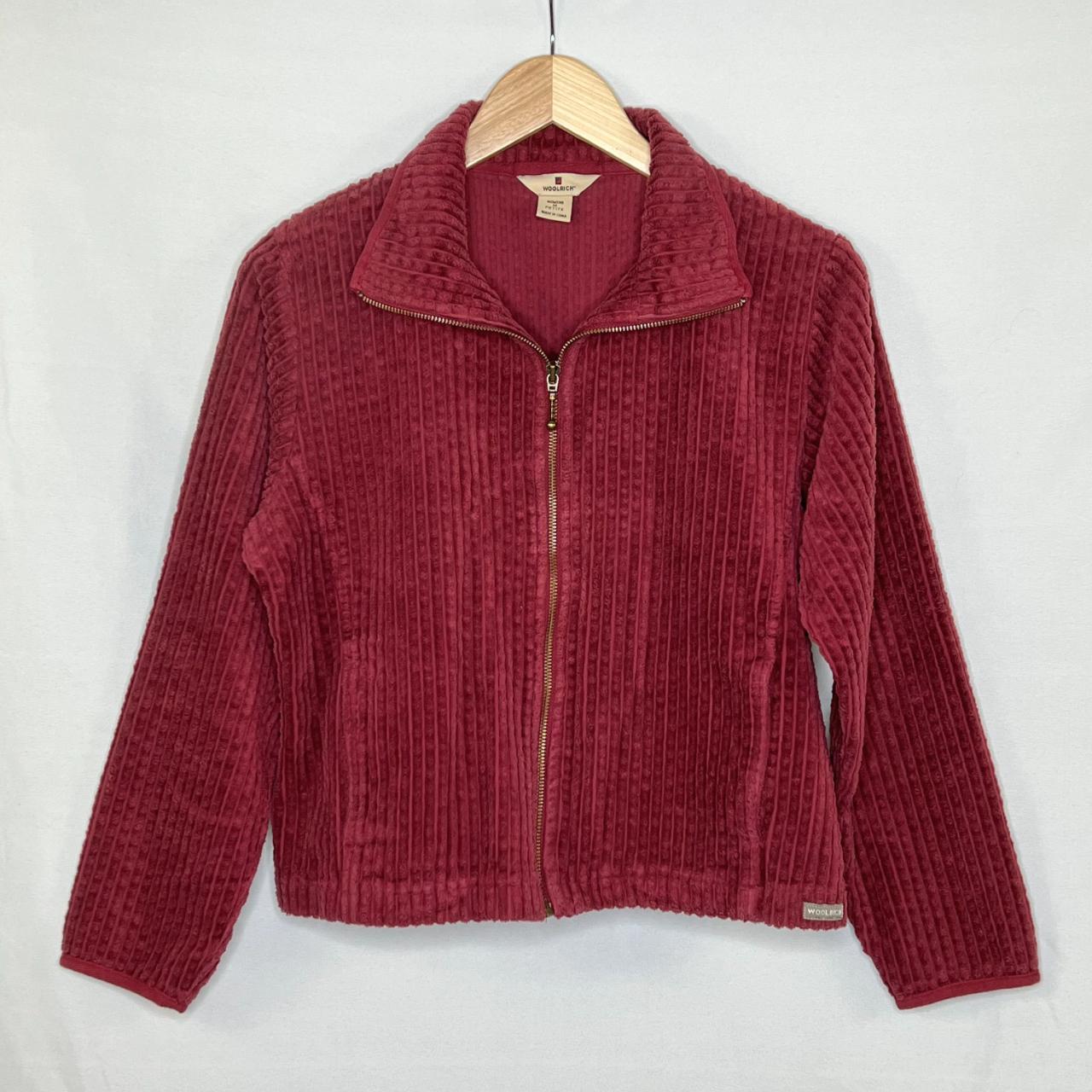 Woolrich ribbed corduroy zip-up collared jacket with... - Depop