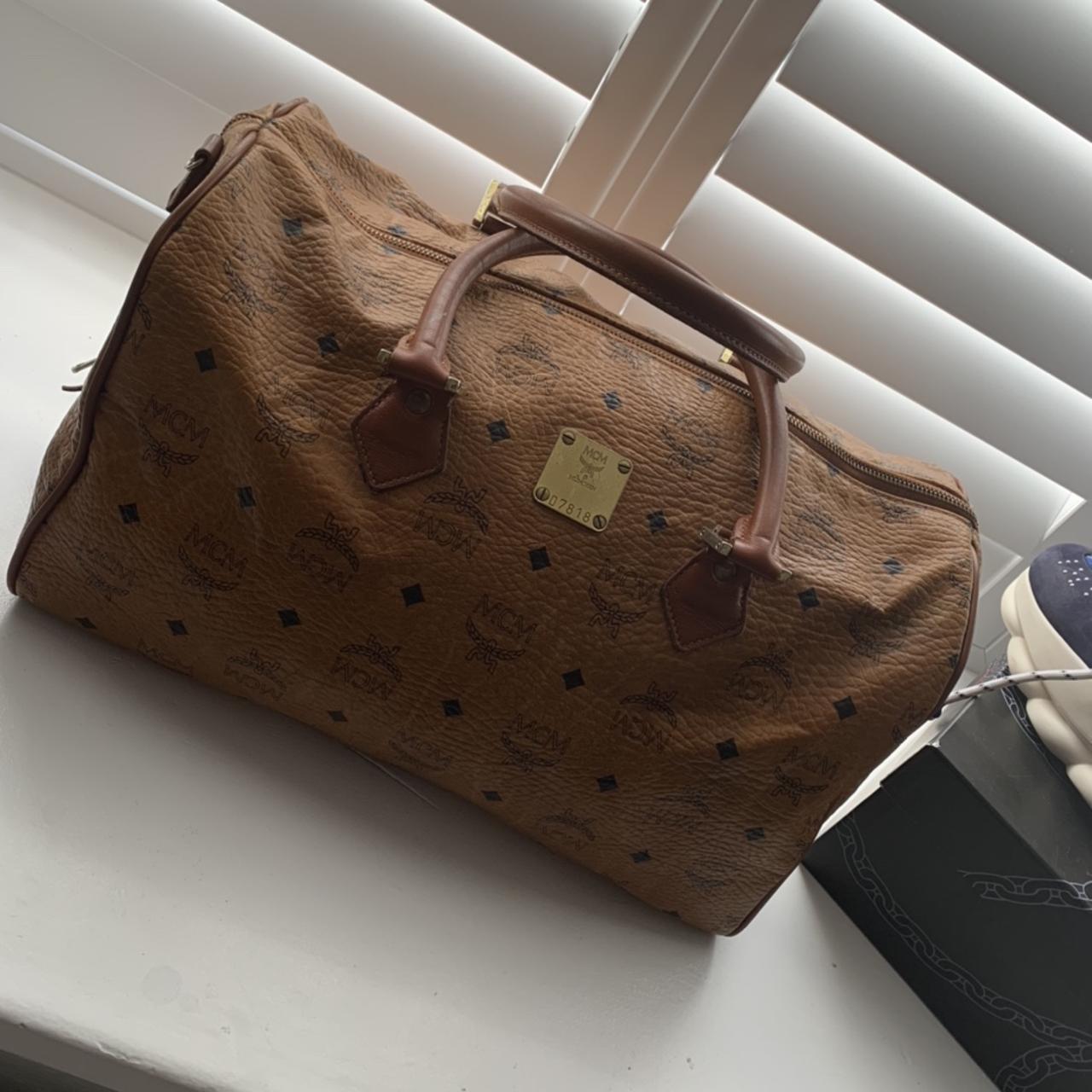 sold MCM Monogram Duffle Bag. Brown Leather rare Depop