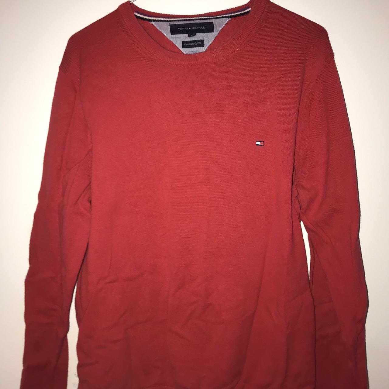 red tommy Hilfiger premium cotton sweater - Depop
