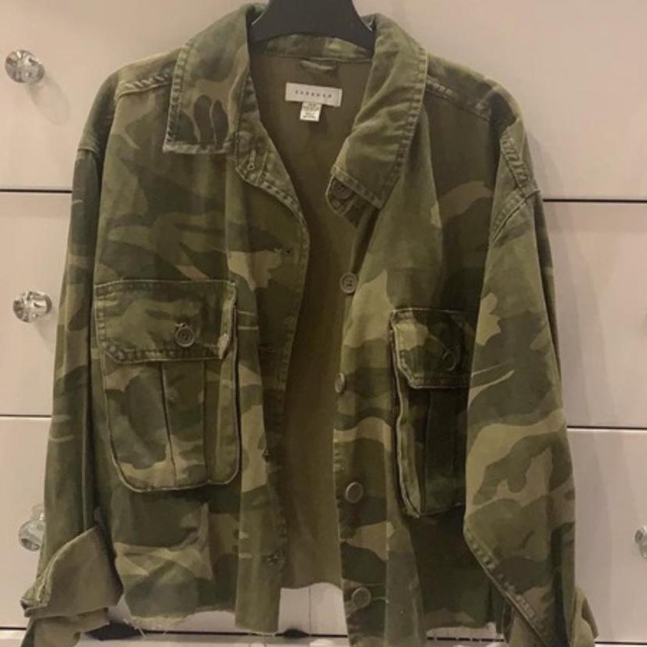 Topshop Women's Green and Khaki Jacket | Depop