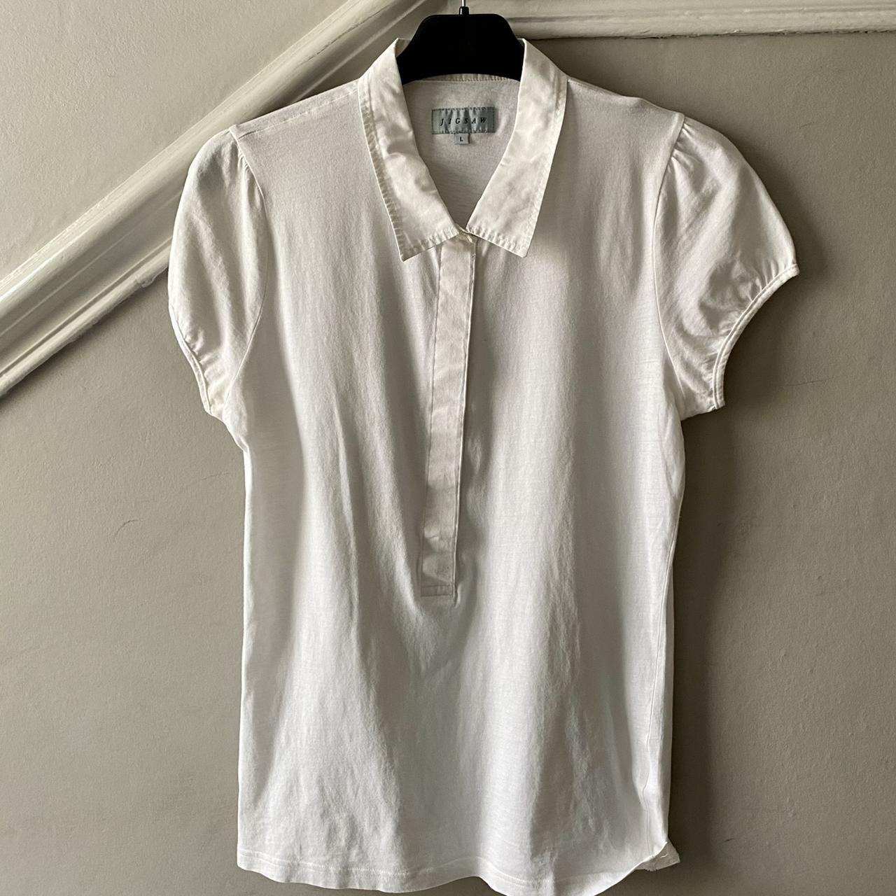 White button up cotton tee shirt from Jigsaw Size... - Depop