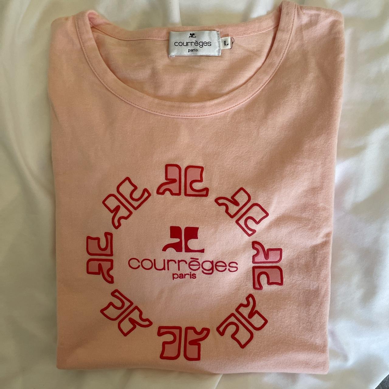 Courrèges Women's Pink and White T-shirt (3)