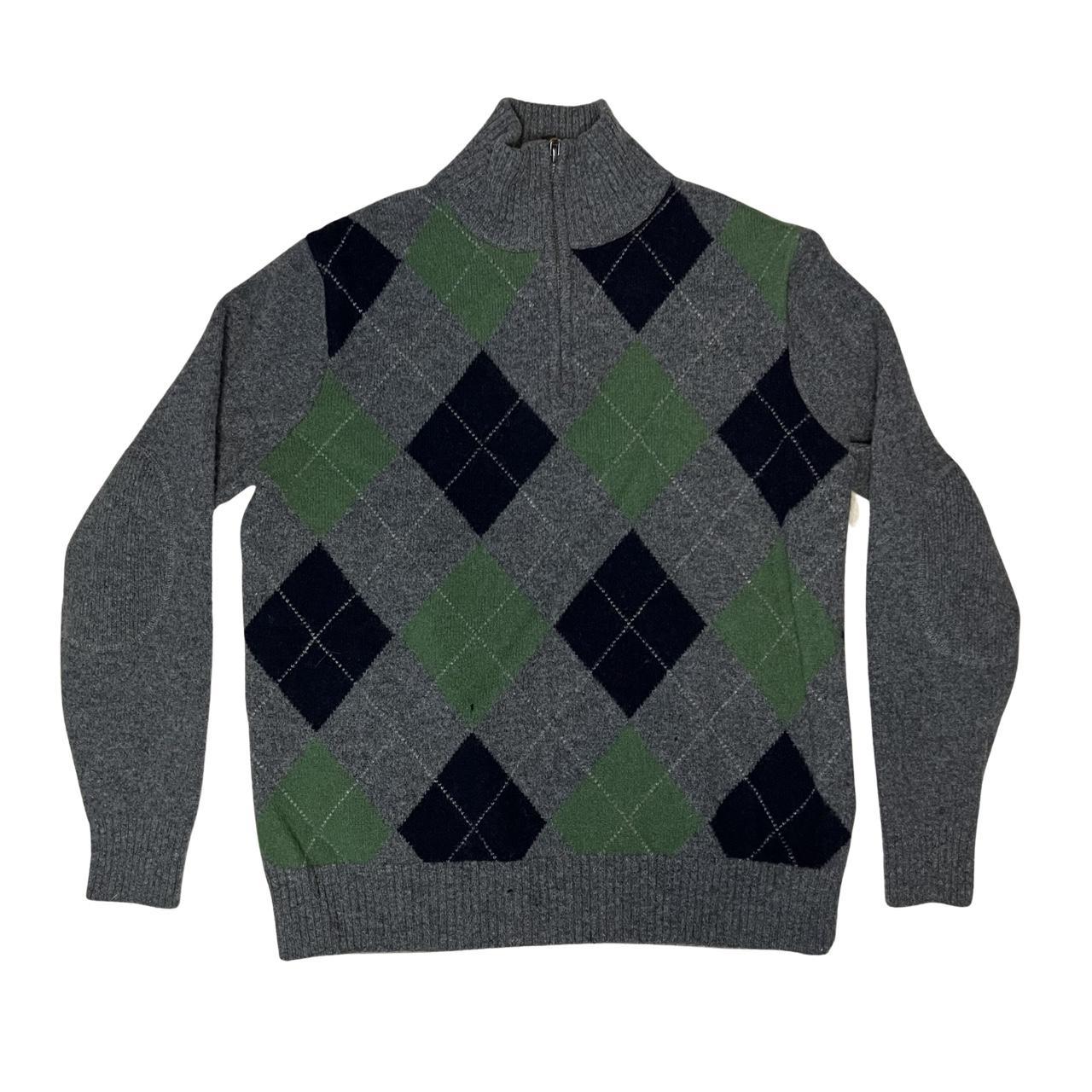 Men's Grey and Green Jumper | Depop