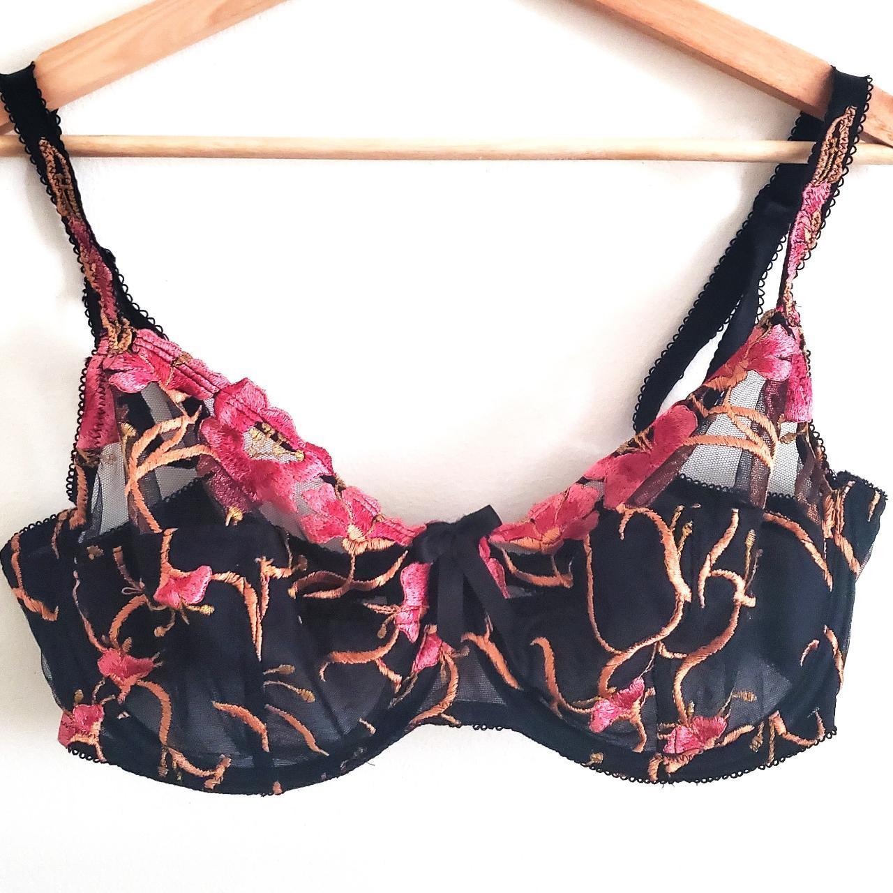 Vintage Rigby & Peller unlined bra with pink & gold... Depop