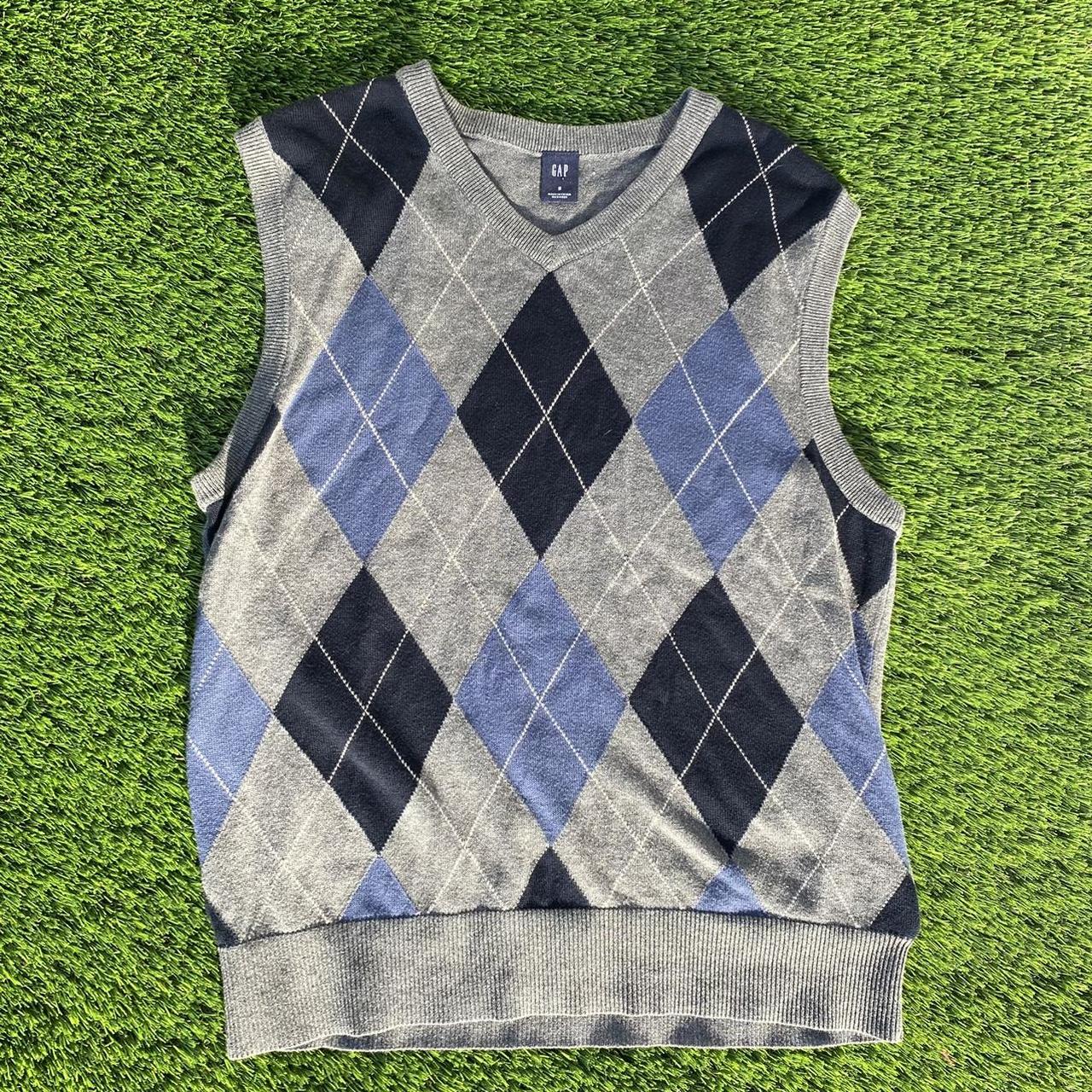 90s Vintage GAP Argyle Indie Grunge Sweater... Depop