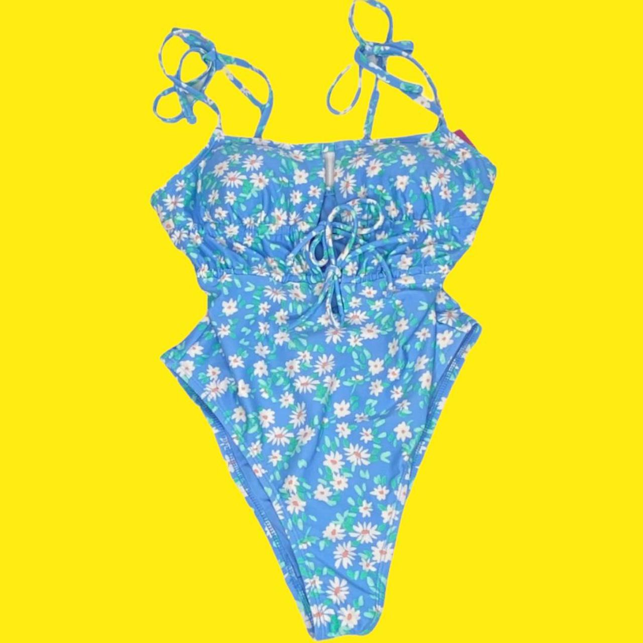 Xhilaration Blue Daisy One Piece Swim New Depop