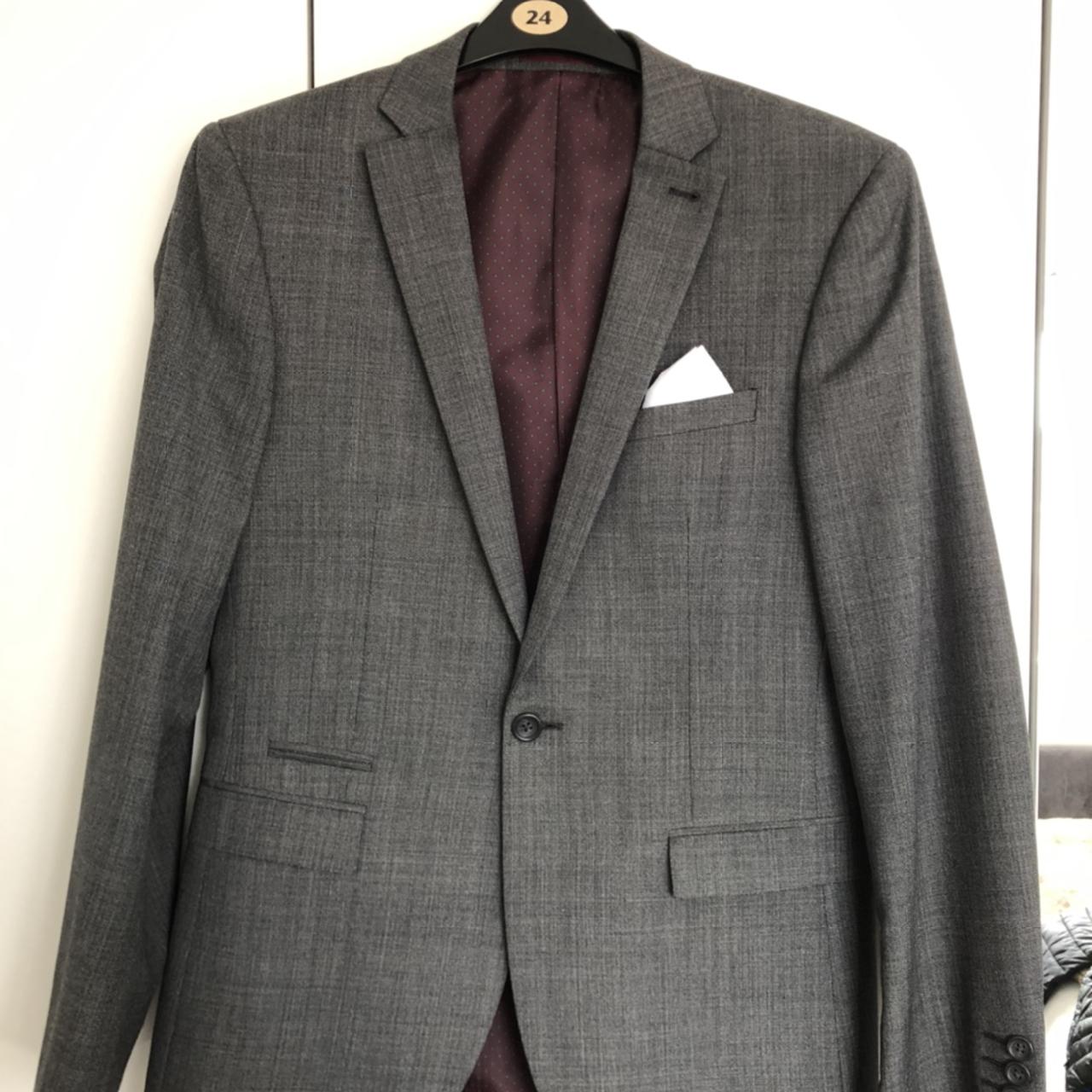 Lovely Next grey suit Jacket is a 38R Trousers are... - Depop