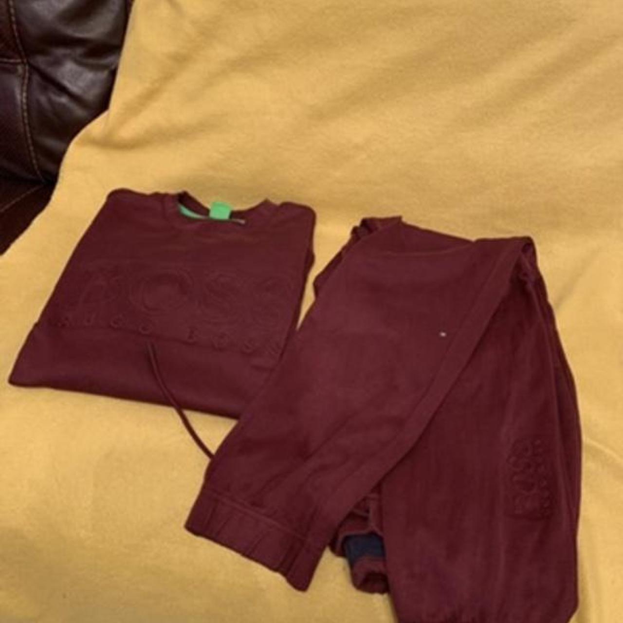 burgundy hugo boss tracksuit